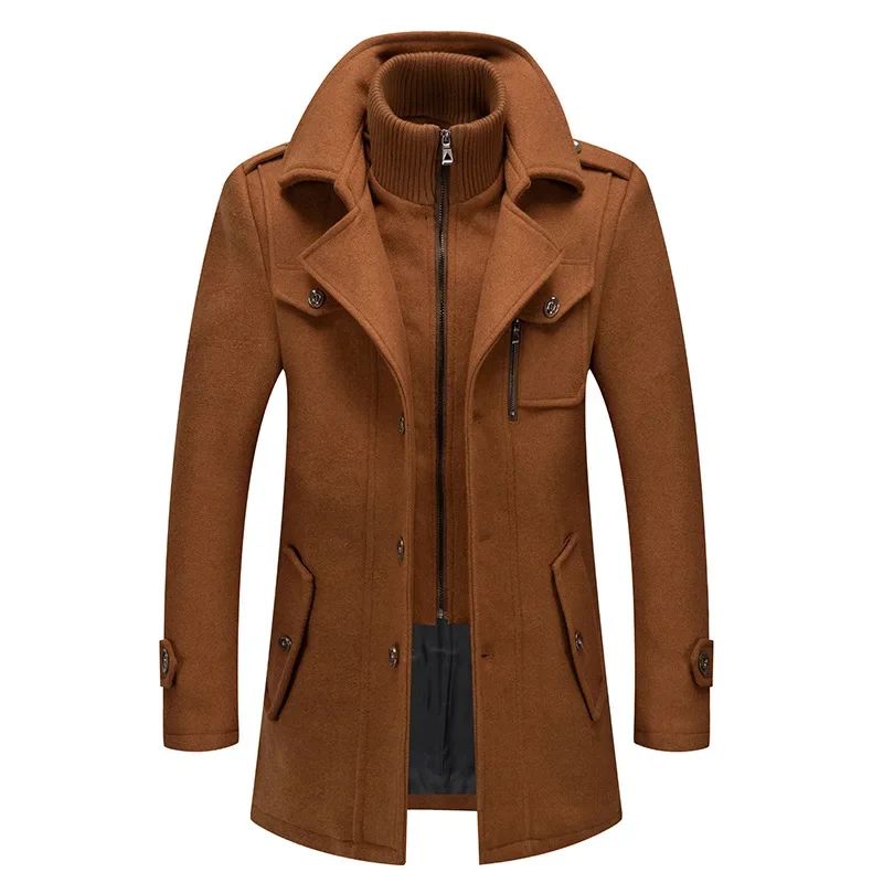 Overcoat 4XL Autumn Winter Mens Wool Trench Coats Fashion Middle Long Jacket Male Double Collar Zipper Coat Windbreak Woolen