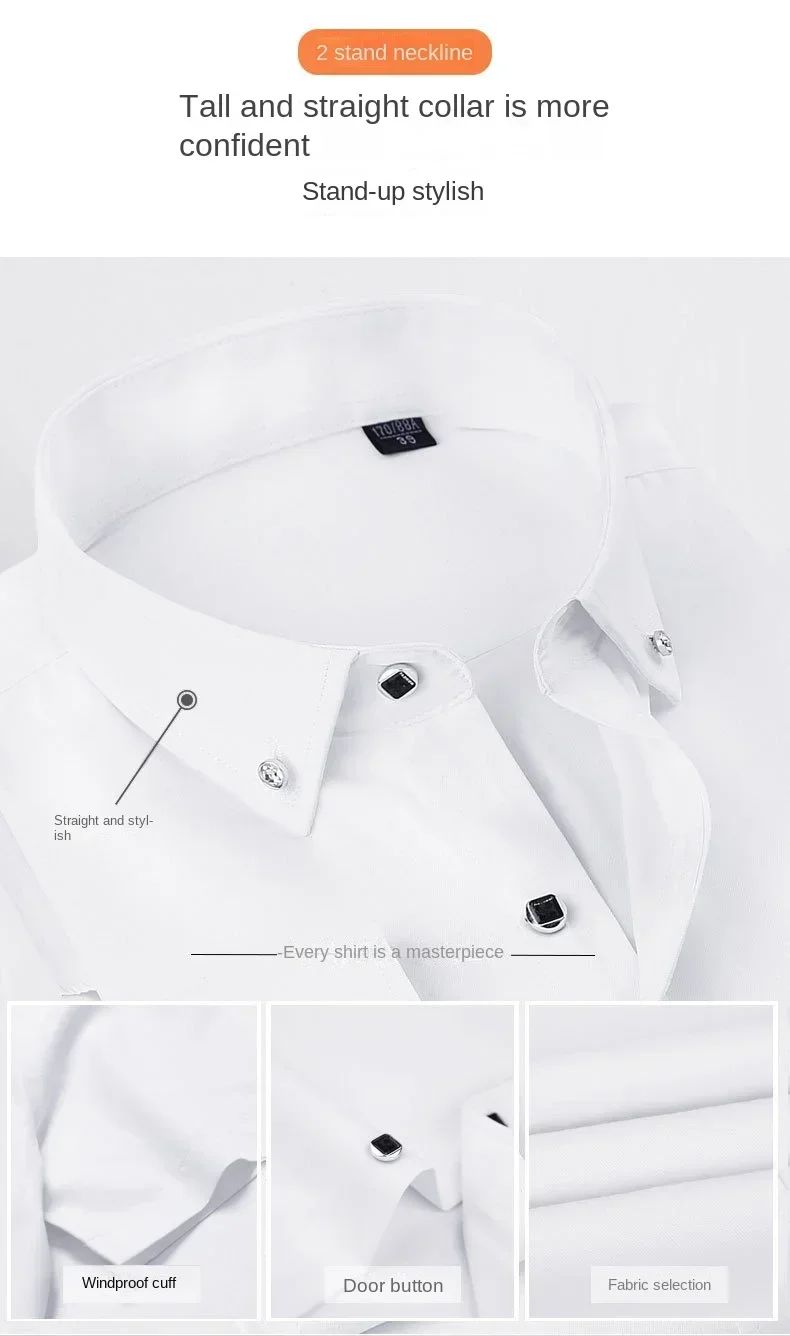 New Men's White Shirt Korean High End Version Free Shipping Popular Clothes Short Sleeve Long Sleeve Casual Suit Bottom Shirts