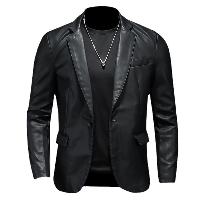 2025 2025 Men's Solid Colors Motorcycle PU Jacket Autumn Male PU Leather Jackets Casual Biker Leather Coats Brand Clothing Men C