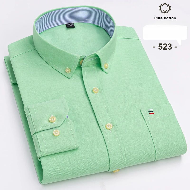 over size 7XL100%Cotton Oxford long-sleeve shirts for men slim fit formal plain shirt office white clothes elegant business tops