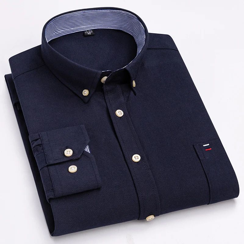 over size 7XL100%Cotton Oxford long-sleeve shirts for men slim fit formal plain shirt office white clothes elegant business tops