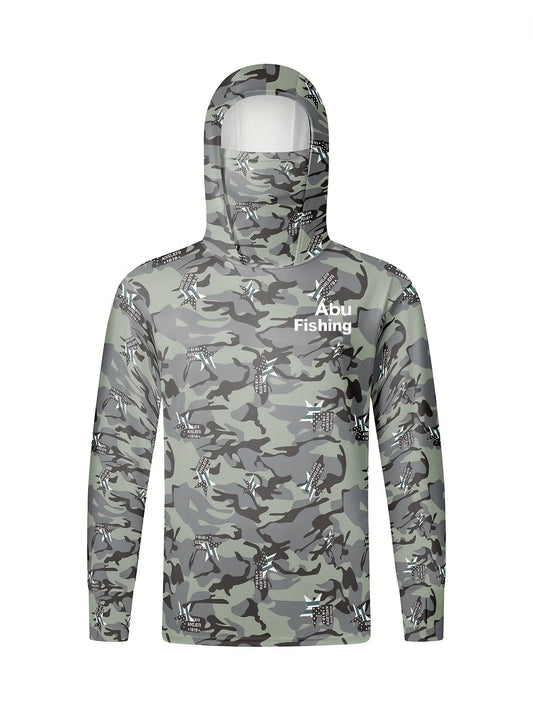Camisa de Pesca com Capuz Esportivo Masculino 2025 de Manga Comprida com Proteção Solar e Gola Boca