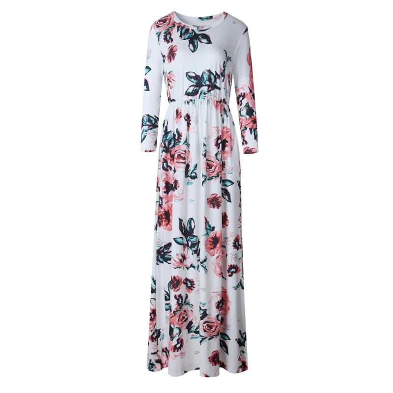 Women Summer Floral Print Maxi 2025 Loose White Boho Beach Dress Women Vintage