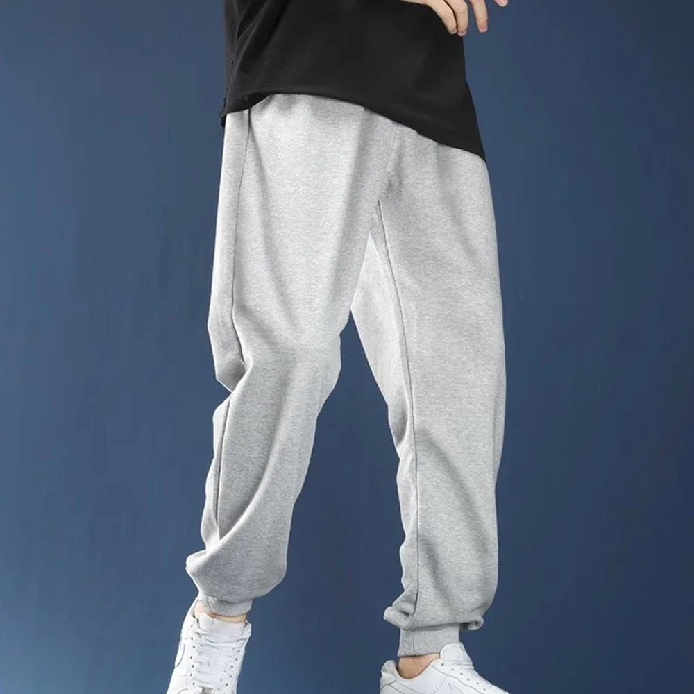 Men's Casual Sweatpants Fleece Sports Pants Unisex Fashion Solid Loose Trousers Streetwear Autumn Winter Jogging Fitness Pants