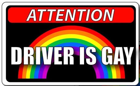 11.5x7.6CM Driver Is Gay Car Hood Creative Decals Auto Both Side Body Cover Scratches Stickers Window Trunk Logo Attention Mark