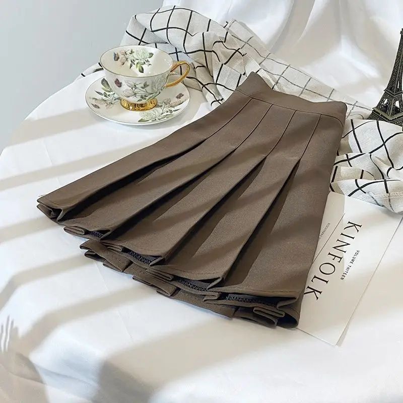 Plus Size High Waist Black Pleated Mini Skirt Sweet School Uniform Style A- Line plus Size Skirt Spring Summer Autumn Small F...