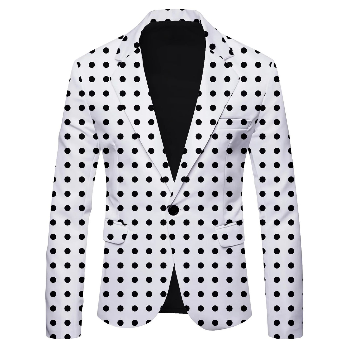 HOO 2025 New Men's Polka Dot Print Leisure blazer Jacket British Fashion Slim-Fitting blazer Pattern Customization
