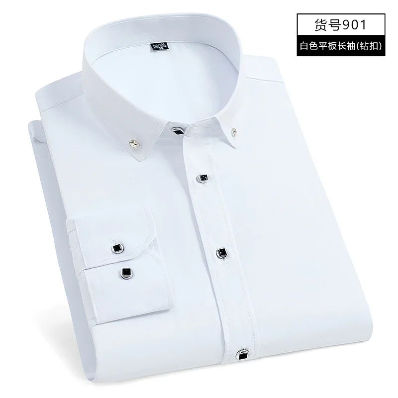 New Men's White Shirt Korean High End Version Free Shipping Popular Clothes Short Sleeve Long Sleeve Casual Suit Bottom Shirts