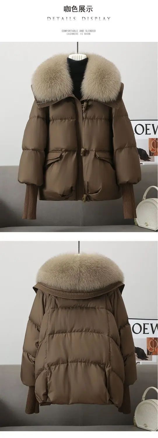 2025 Winter Down cotton Short Padded Jacket Women Parkas Fur Collar Thick Cotton Coats Clothes Black Casual Outerwear Female new