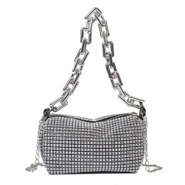 Luxury Rhinestone Bucket Bag Glitter Chain Prom Purse Women's Dinner Package Fashion Female Shoulder Bag