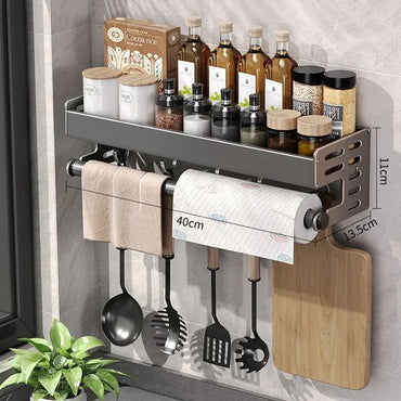 Novo Rack de Armazenamento de Cozinha Suporte para Temperos de Parede Organizador de Cozinha Doméstico Multifuncional Prateleira de Armazenamento