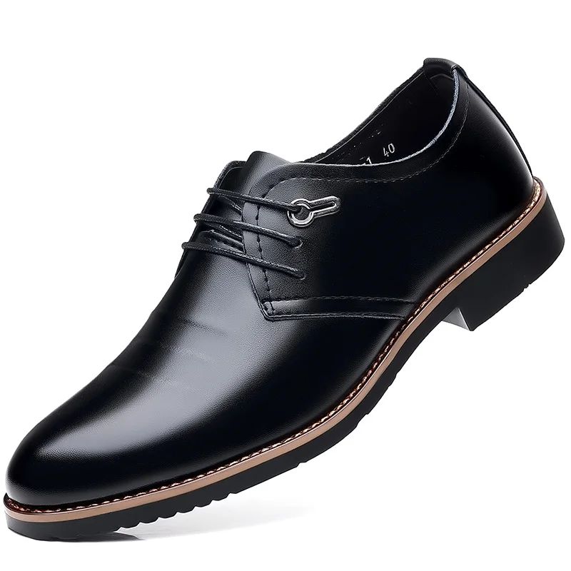 High Quality Leather Formal Men Dress Shoes Breathable Mens Casual Shoes Italian Luxury Brand Lace-Up Non-slip Men Driving Shoes