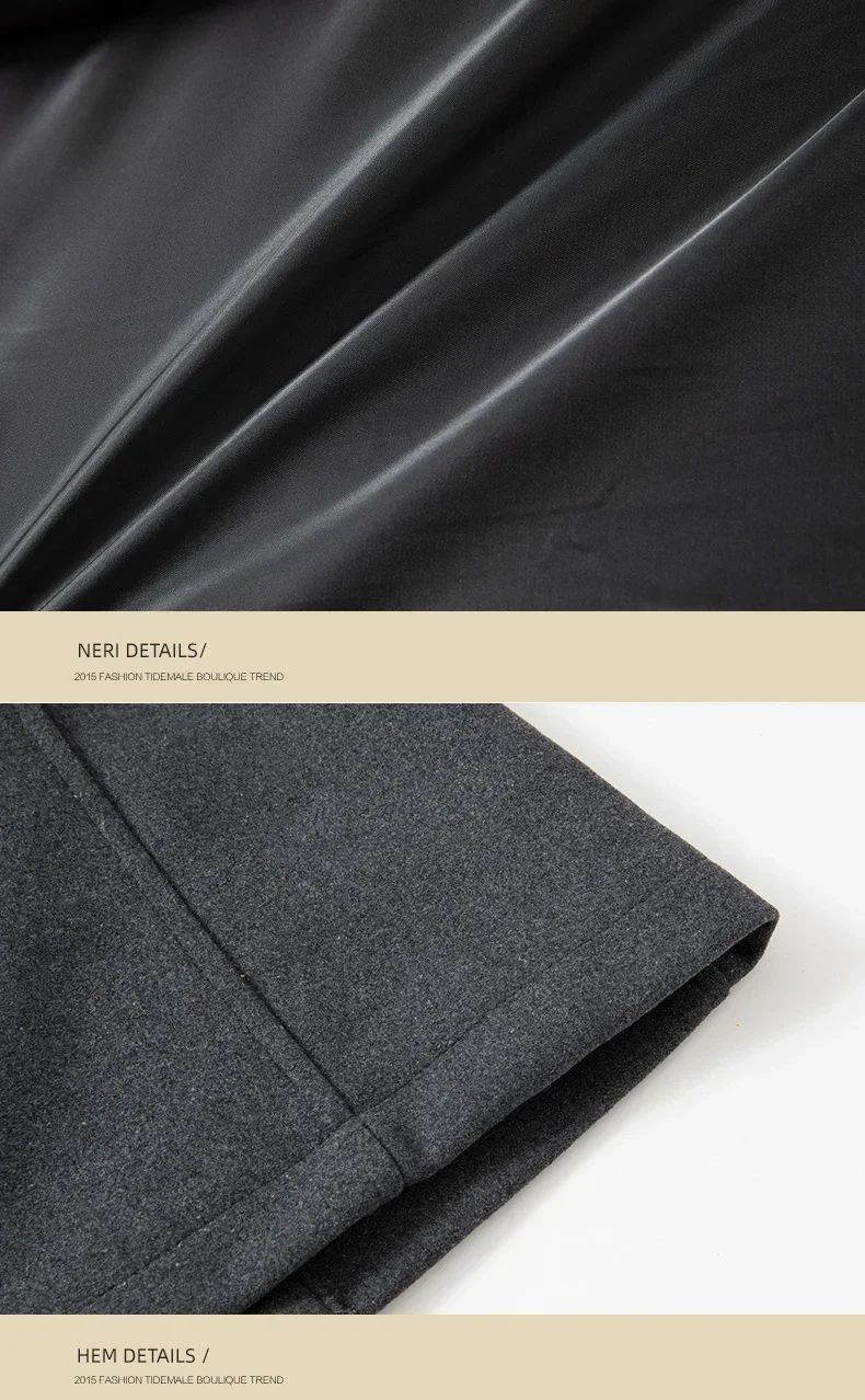 Overcoat 4XL Autumn Winter Mens Wool Trench Coats Fashion Middle Long Jacket Male Double Collar Zipper Coat Windbreak Woolen