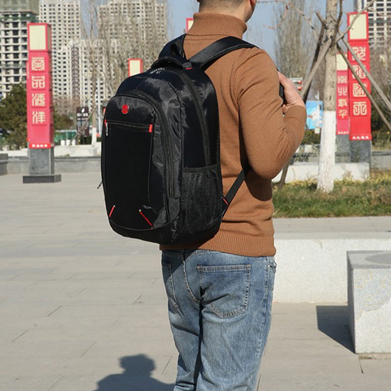 Mochila Escolar Estudantil de Grande Capacidade, Cor Sólida Casual, Material Oxford, Mochila Masculina Nova, Multifuncional, Bolsa Simples