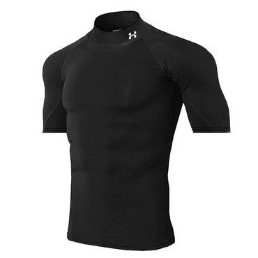 Quick-drying Exercise Compression Short Sleeve Summer Gym Running Training T-shirt for Men's Elastic Tight Sportswear Tops S-3XL