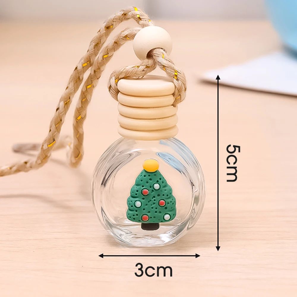 Pingente de Frasco de Perfume de 10ml Decoração de Espelho Retrovisor de Carro de Natal Frasco de Vidro Vazio Frasco de Óleo Essencial para Aromaterapia