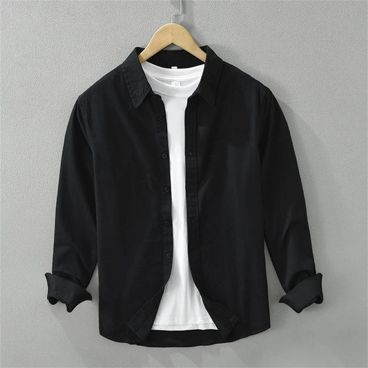 Mens long sleeve regular shirt Multi-color cotton plain shirt for Young men work tops Autumn men's clothing loose casual shirts