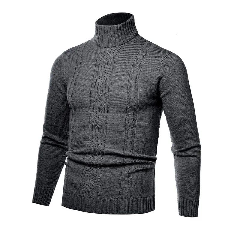 2025 Men's Warm Sweater Long Sleeve Turtleneck Sweater Retro Knitted Pullover Sweaters