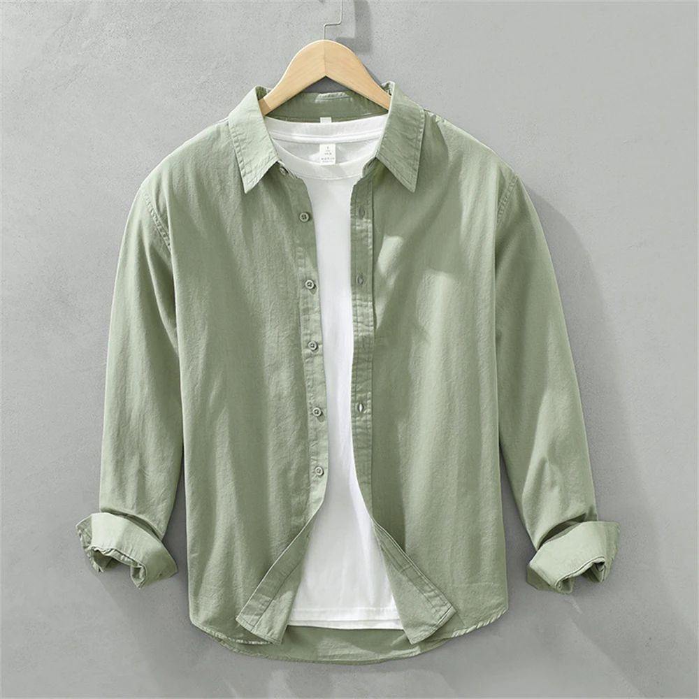 Mens long sleeve regular shirt Multi-color cotton plain shirt for Young men work tops Autumn men's clothing loose casual shirts