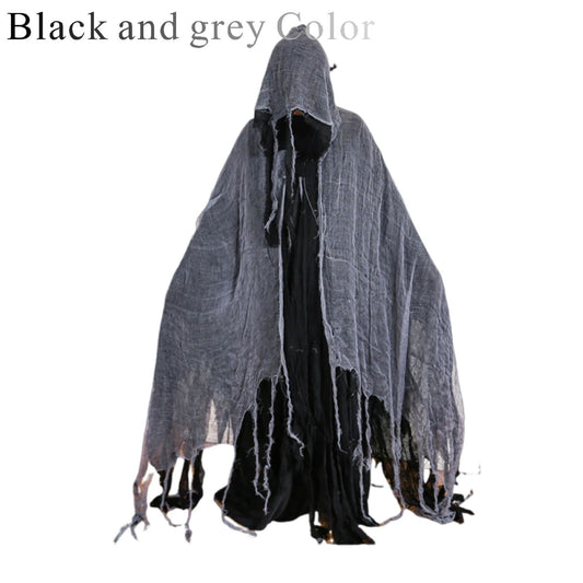 Scary Halloween Hooded Cloak Medieval Renaissance Wizard Cloak Horror Grim Reaper Cosplay Cape Costume for Men Women