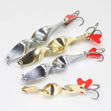 1PC Trolling Spinning Espiral Long Cast Colheres Isca de Pesca Girador 7g10g14g21g28g Parafuso Rotação Jigbait de Metal Lantejoulas de Coração Vermelho