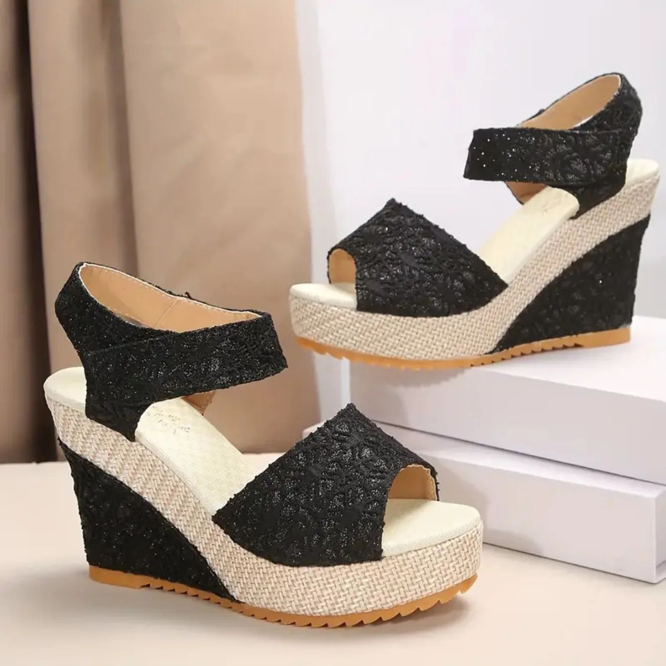 Women Wedge Sandals Summer Women Comfortable Luxury Designer Shoes Heels Women Peep Toe Platform Sandals Sexy Party Dress Shoes