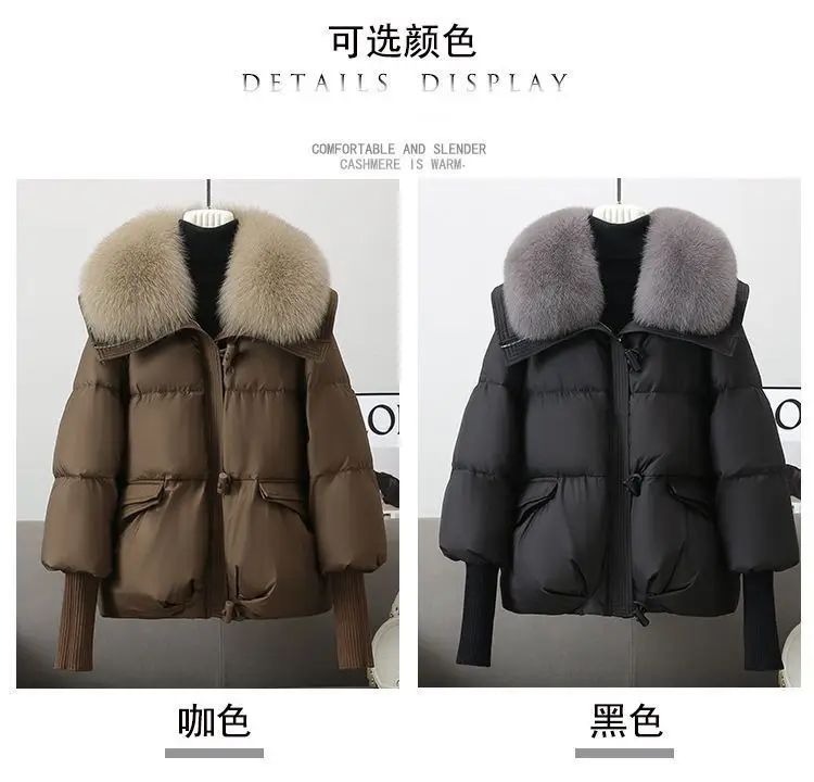 2025 Winter Down cotton Short Padded Jacket Women Parkas Fur Collar Thick Cotton Coats Clothes Black Casual Outerwear Female new