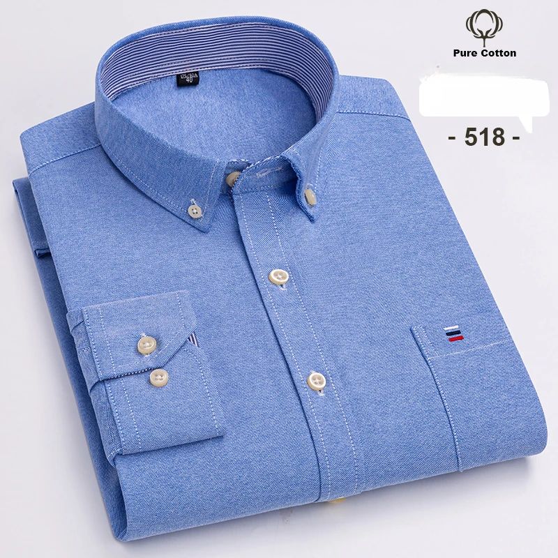 over size 7XL100%Cotton Oxford long-sleeve shirts for men slim fit formal plain shirt office white clothes elegant business tops