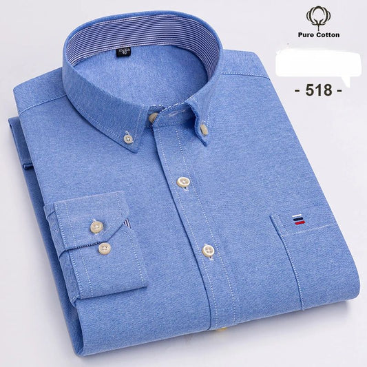 over size 7XL100%Cotton Oxford long-sleeve shirts for men slim fit formal plain shirt office white clothes elegant business tops