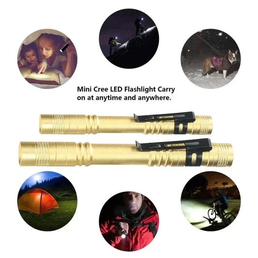 Mini Portable LED Pen Light Flashlight Powered By AAA Battery Torch With Pen Clip Outdoor Camping Emergency Lighting Flashlight