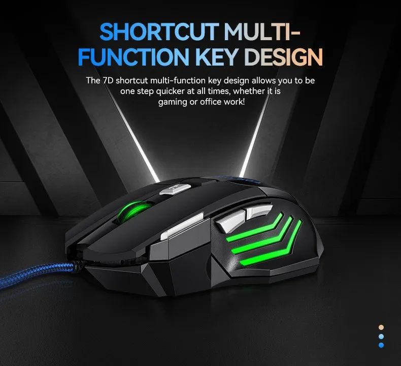 Mouse Gamer USB com Fio G6 7 Botões 5500DPI Ajustável Óptico Ergonômico E-sports para Laptop PC Xiaomi HUAWEI Samsung Pad