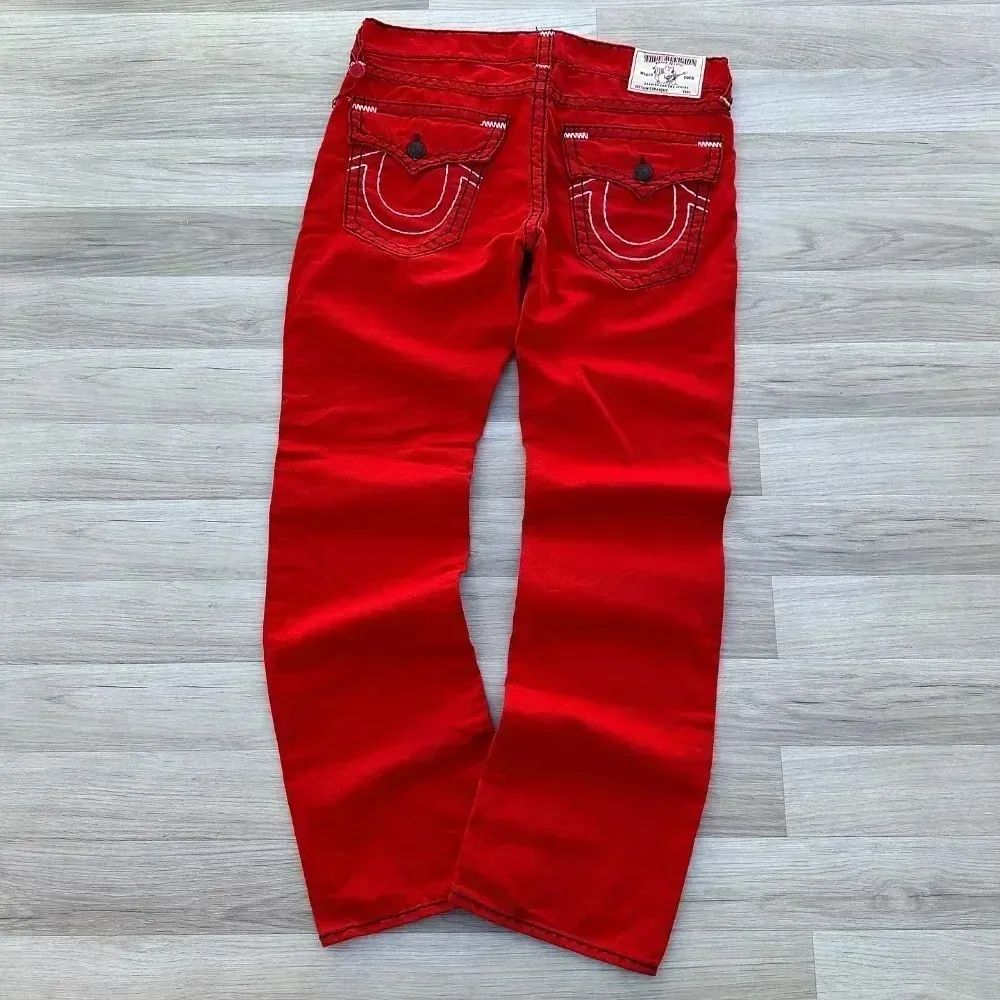 Trend Buddha Baggy Pants Hip Hop Streetwear Black Jeans Fashion Embroidered Y2k Gothic Straight Leg Wide Leg Jean Men Clothing