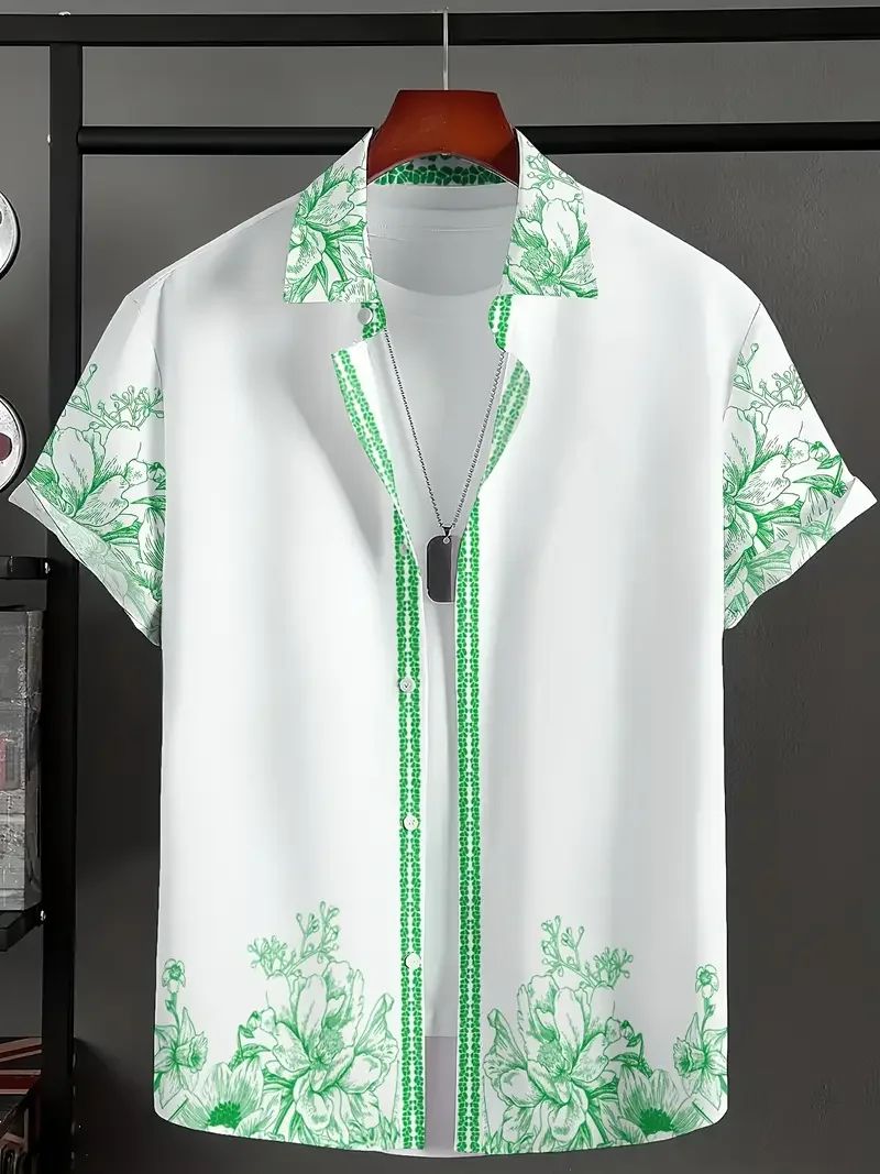 Summer Hawaiian Vintage Floral Print Men's Short Sleeved Women's Blouses Beach Shirts Lapel Casual Button Shirt Men Clothes