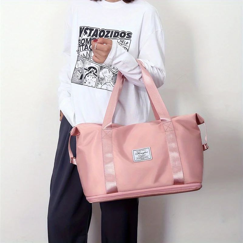 Large Capacity Women'S Duffle Bag, Nylon Gym & Travel Tote, Lightweight Luggage Handbag, Versatile Sports Bag, Casual Style