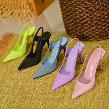 Novas Sandálias Femininas de Luxo Designer Slingback Bico Fino Salto Alto Fino Elegante Sapatos de Salto Scarpin 35-43