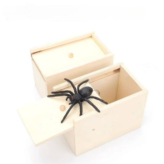 Trick Spider prank Funny Scare Box Wooden Hidden Box Quality Prank Wooden Scare Box Fun Game Prank Trick Friend Office Toys