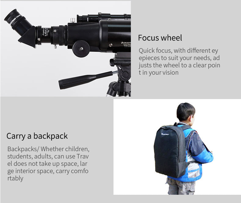 Celestron Travel Scope 70mm 70400 AZ Refractor Astronomical Telescope Portable 10-165X Zoom Monocular For Kids Beginner Gifts