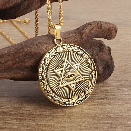 Eye of Horus, Eye of God Necklace, Rotatable Evil Eye Pendant, Men's Trendy Retro Weird Egyptian Amulet Jewelry