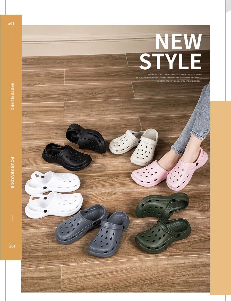 Stock Available 2024 New Large Size Beach Hollow Out Sandals Men's and Women's Garden Shoes Plus Size EVA Sole EVA Strap