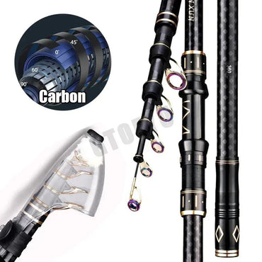 Vara de Pesca Telescópica de 2.1m-4.5m Vara de Surf para Viagem de Spinning 10-250g de Potência Vara de Arremesso de Longa Distância Vara de Baitcasting de Alto Carbono