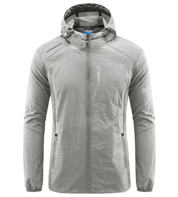 Men's UPF 50+ UV Protection Windbreaker Quick Dry Jacket Outdoor Sun-Protective Thin Hiking Fishing Cycling Hooded Sport Light