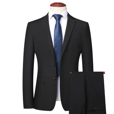 Suit 8XL (Blazer + Trousers) Men Korean Version of The Youth Elegant Fashion Simple Casual Gentleman Best Man Suit 2 Piece Suit