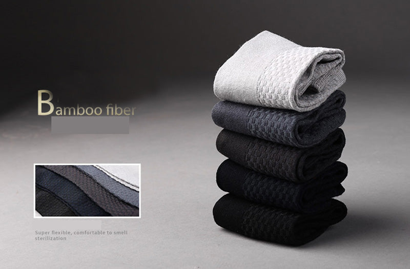 10 Pair Men's Bamboo Fiber Socks Harajuku Retro Breathable Business Man Socks Black Long Sock Deodorant Gift Set Size 39-46