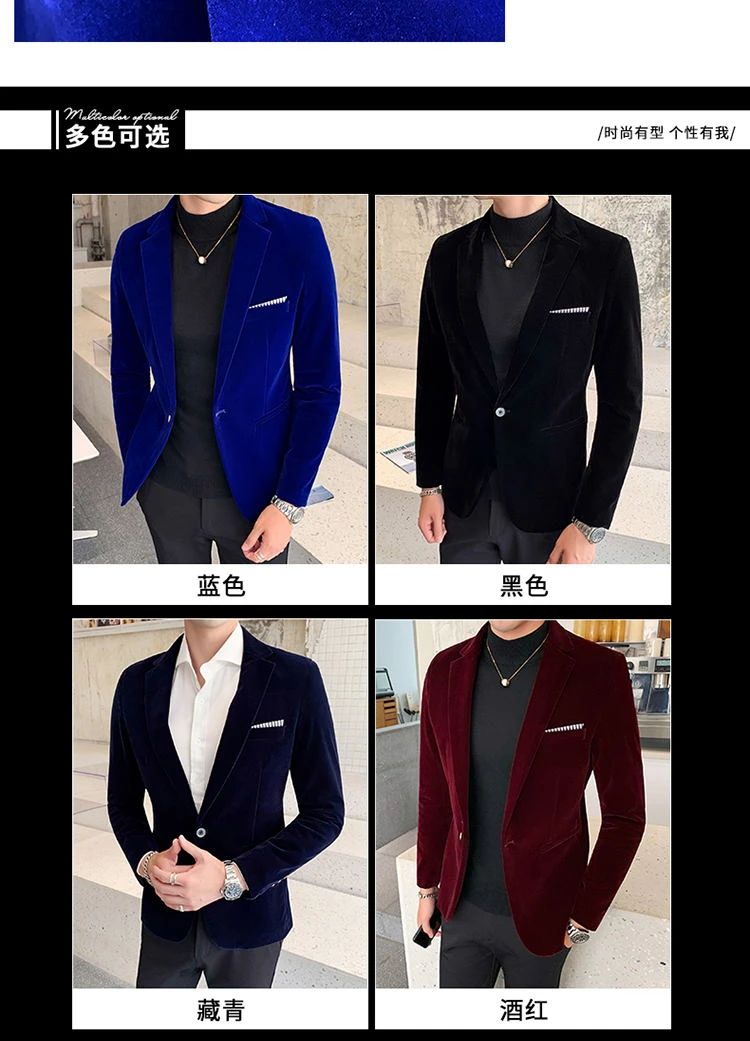 Mens Blazer Men's Fashion Business Corduroy Shirt Gentleman British Style Casual Slim-fit Wedding Work Mens Blazer Jacket 5XL