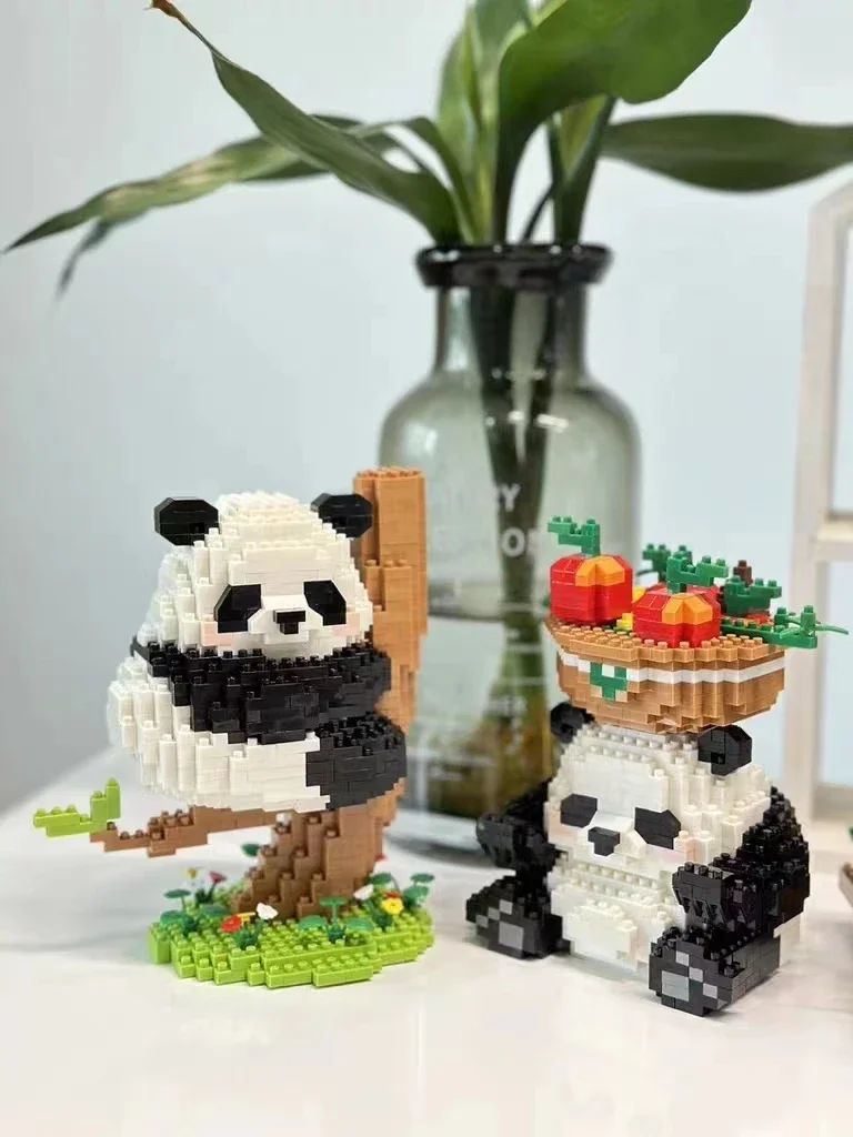 Blocos de Montar Miniatura Panda Fofo Animais de Zoológico Kawaii Brinquedos Educacionais Decoração Desenvolve Habilidades Manuais para Crianças