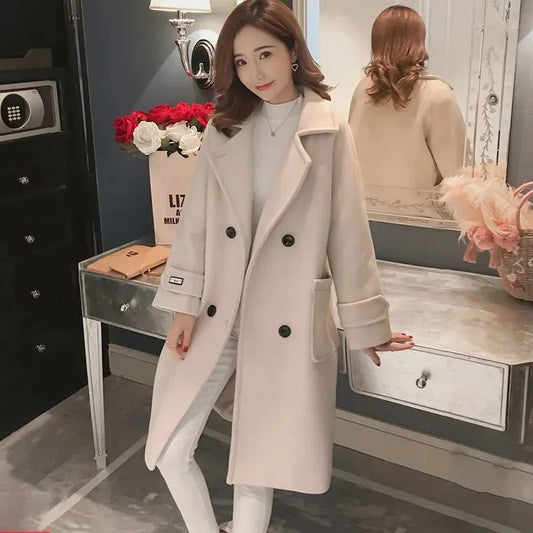 Fashionable Woolen Coat Women's Mid-Length Korean Style Hot Sale Of The Season New Spring Autumn Slimming Versatile Tweed Jacket