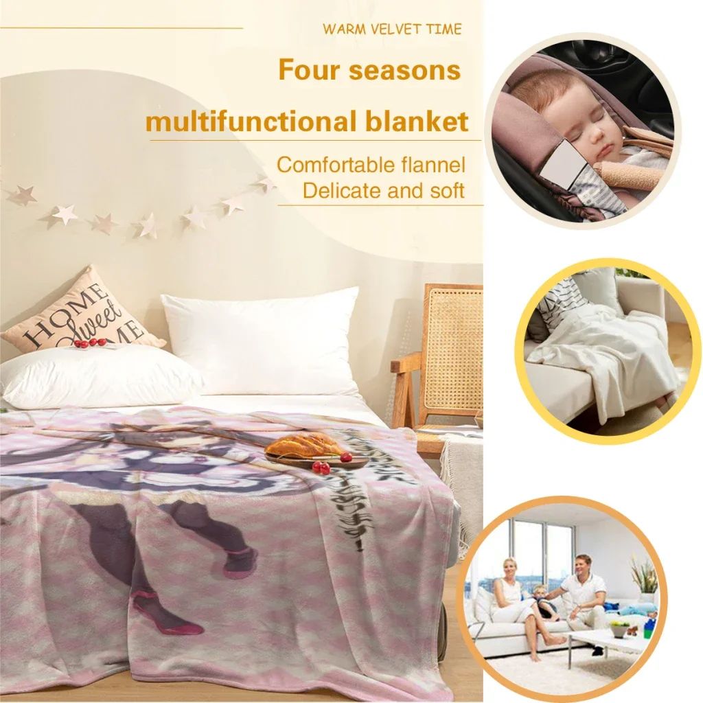 Anime Nekoparas Kawaii Cute Comfortable Flanne Blanket Soft comforter sets throw for Couch Warm Flannel Blankets Bedroom Décor
