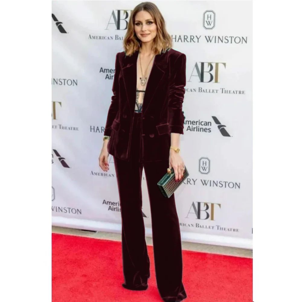 2024 Women's Suit Velvet 2-Piece Set (Jacket + Pants) Fashionable Suit Women's Suit Elegant Slim Business
