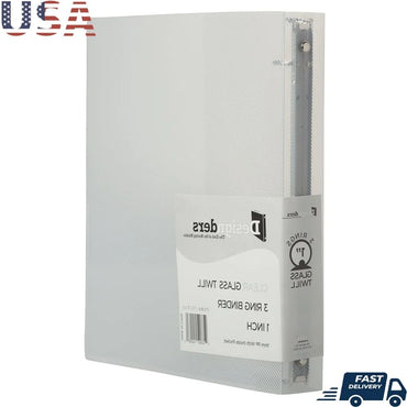 Clear 3 Metal Ring Binder 1 Inch Durable Eco-Friendly Organizer School Office Home Notes Essays Recipes 1 Pack