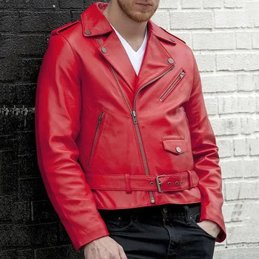 Locomotive Mens Leather Jackets Fashion Solid Casual Mens Jackets